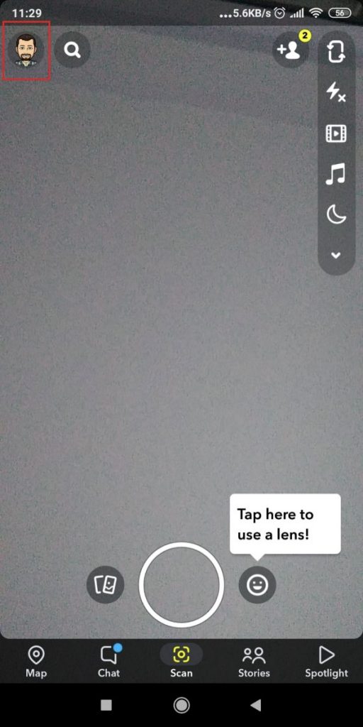 Image showing a Snapchat main screen after login