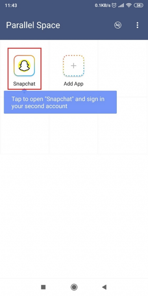 Open Snapchat using the Parallel app
