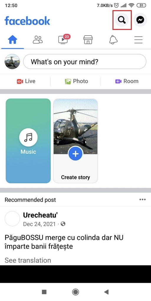 Image showing a Facebook profile on mobile