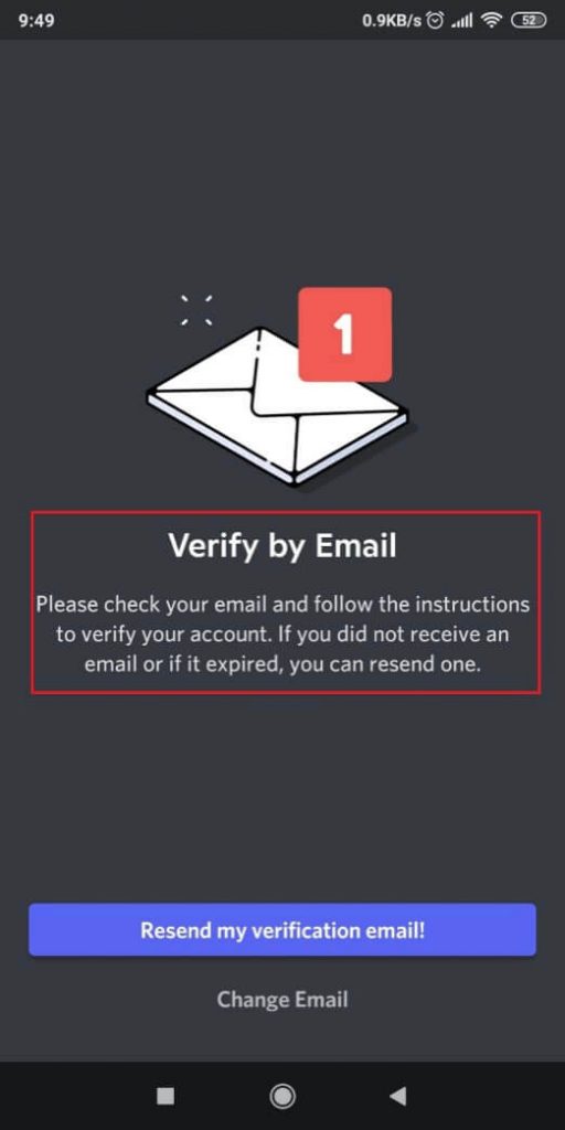 Image of a page that shows when you attempt to verify your Discord email.