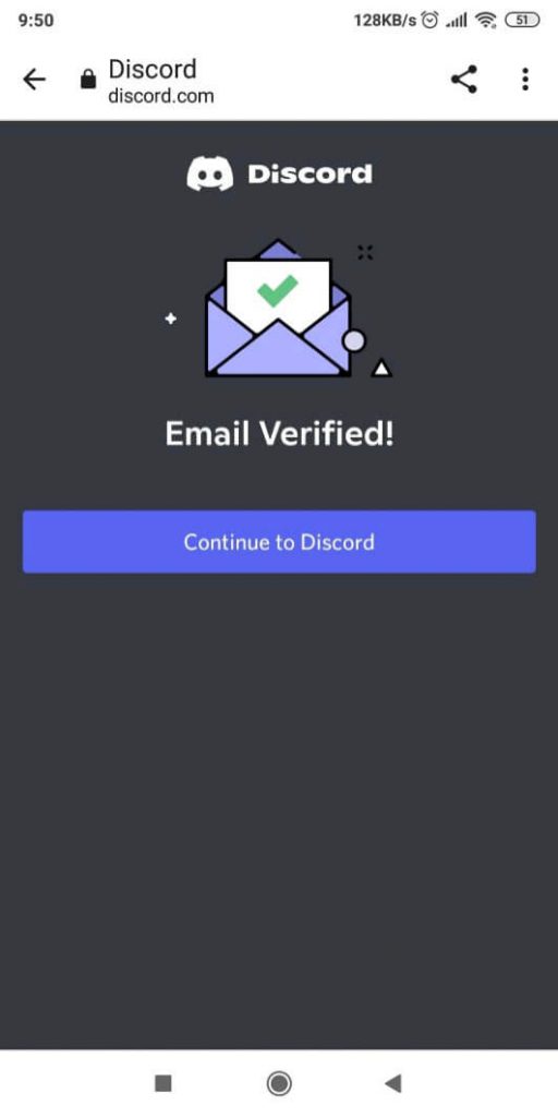 Discord's email verification page.