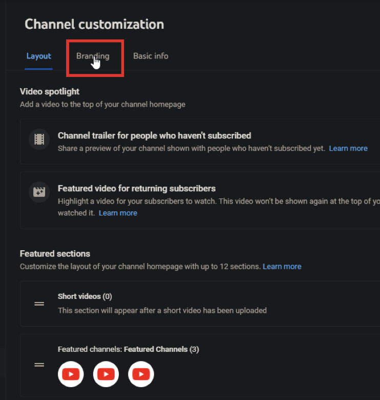 YouTube Channel Customization Options