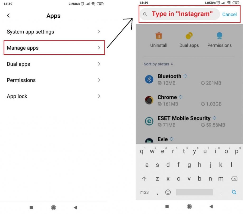 Image showing how to manage apps on a smatphone