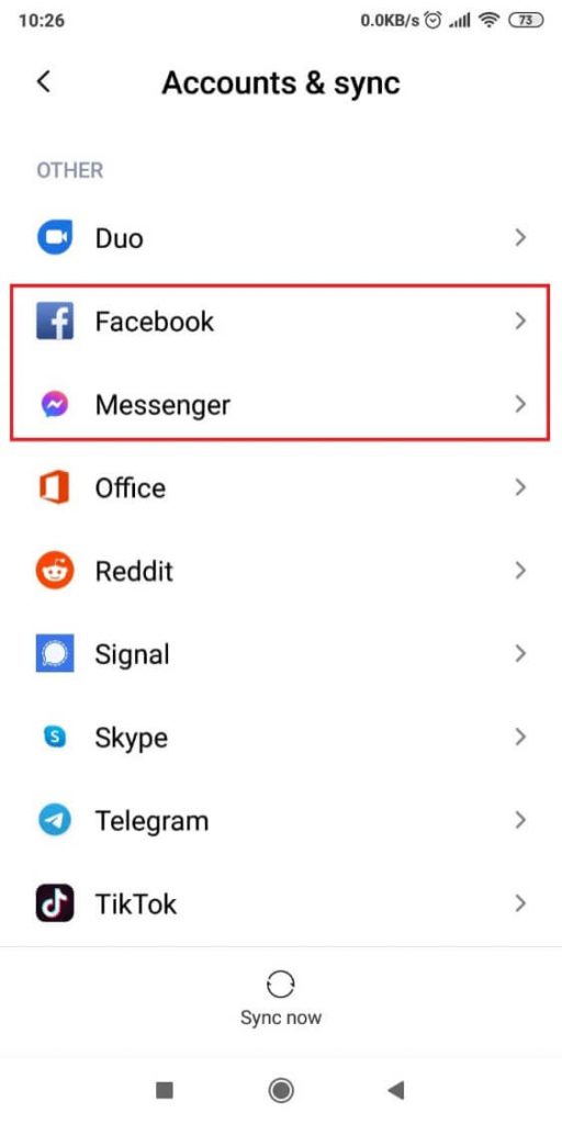 Image showing how to sync Facebook and Facebook Messenger from your phone