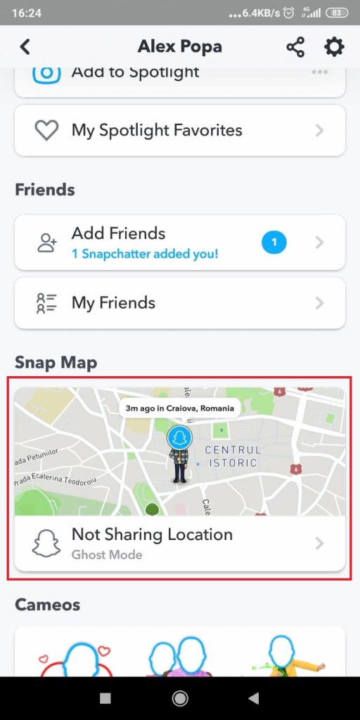Tap on the Snap Map