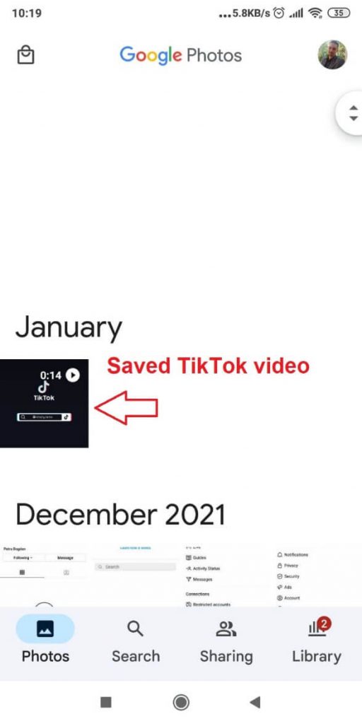 Saved TikTok videos list