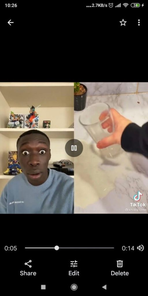 Screenshot showing a video being auto-played on TikTok