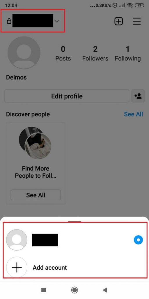 Image showing how to add a second Instagram account.