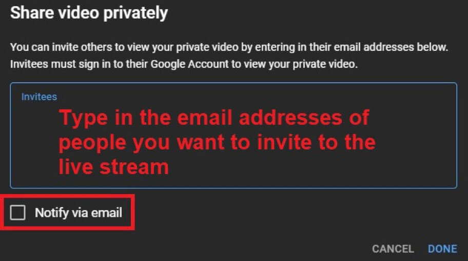 YouTube - Share video privately