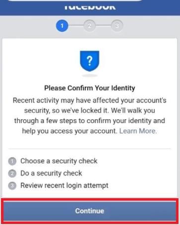 Facebook - Please confirm your identity