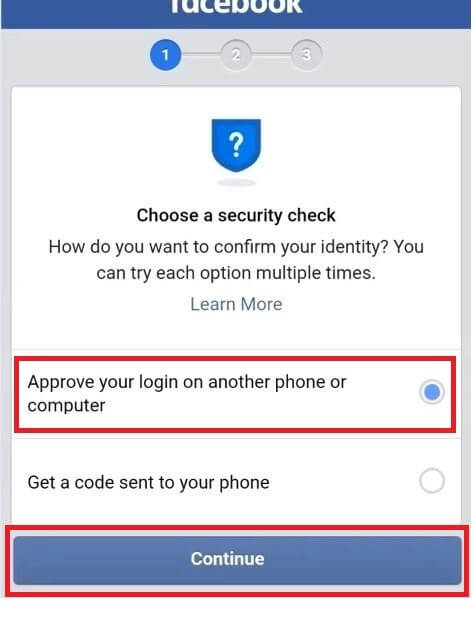 Select to verify via phone and tap on “Continue”