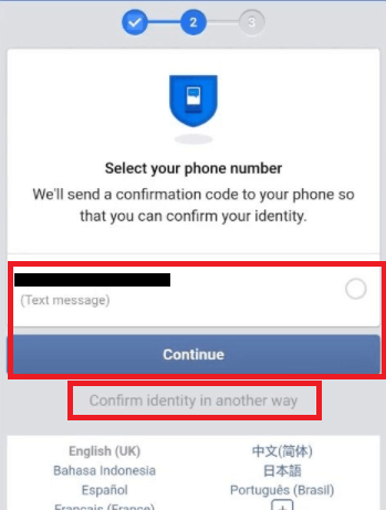 Select your phone number and “Continue”
