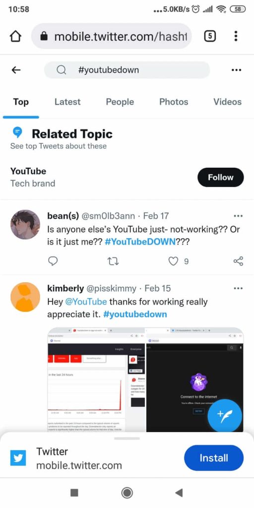 Twitter is a great place to check if YouTube is down