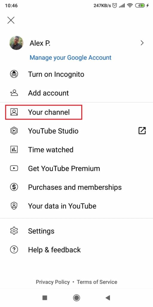 Select “Your Channel”