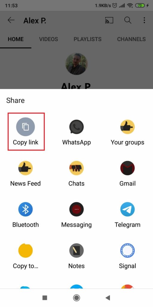 Tap on “Copy Link” in the new Share menu