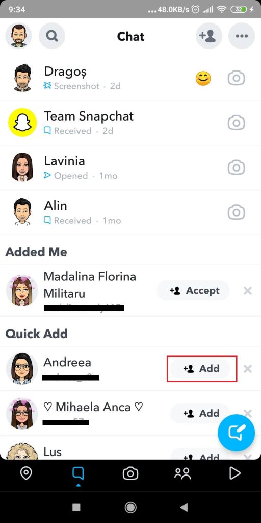Add a friend on Snapchat