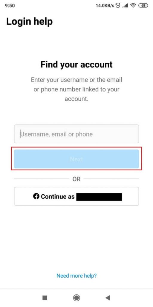 Image showing how to find your account on Instagram