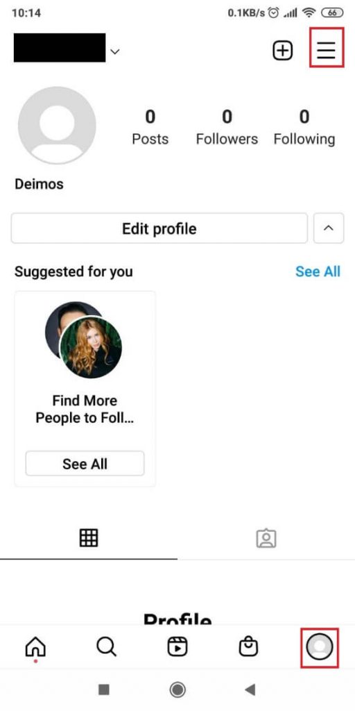 Image of an Instagram profile page
