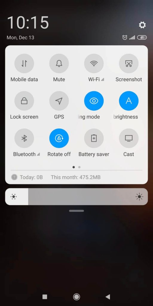 Screenshot showing if mobile data is enabled on a phone