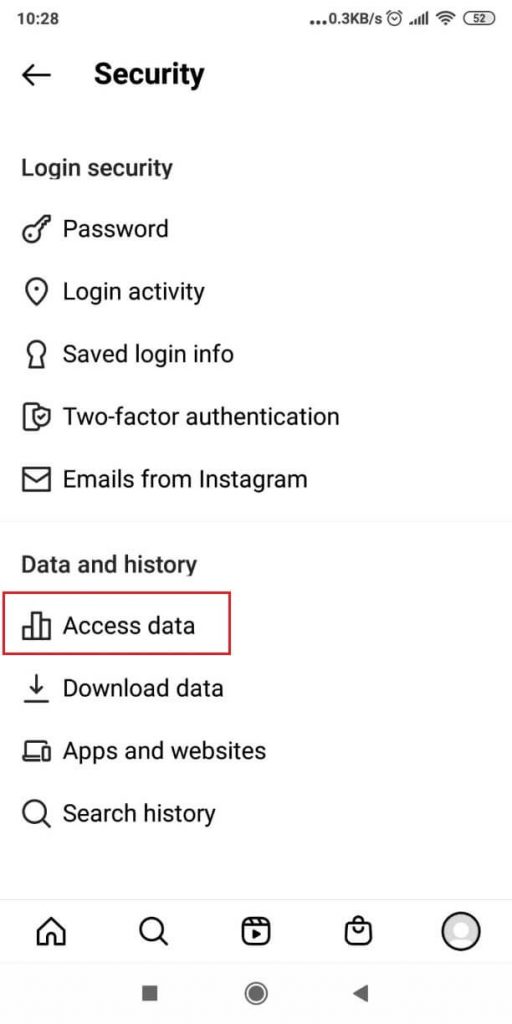 Accessing your data on Instagram