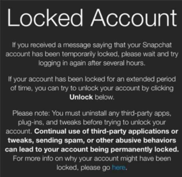 Locked Snapchat account
