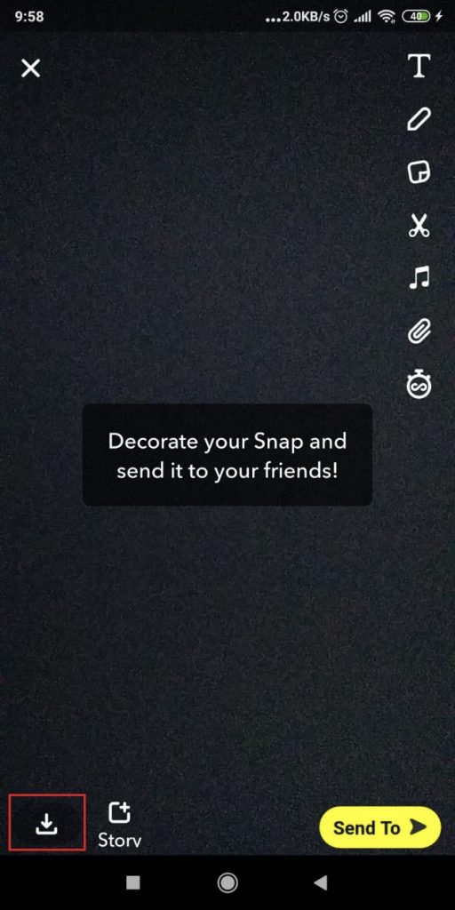 Image showing how to save Snapchat photos to the gallery