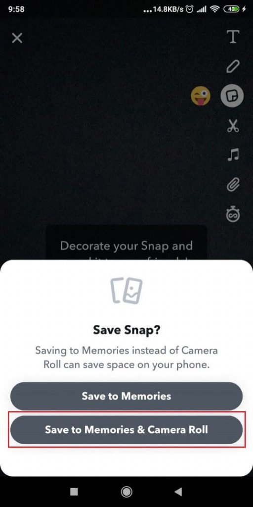 Snapchat - Save to Memories & Camera Roll