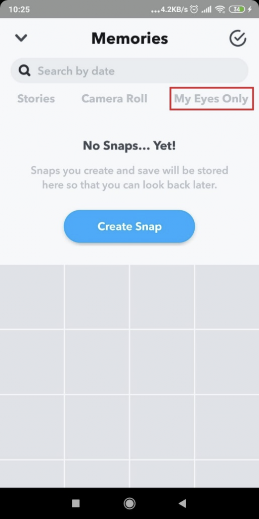 Image of a Snapchat Memories page