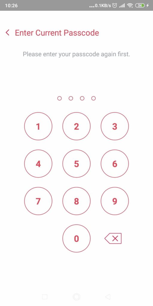 Screenshot of a Snapchat Settings page that asks to enter the user's current passcode