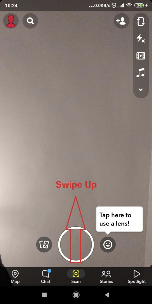 Screenshot of a Snapchat main menu page