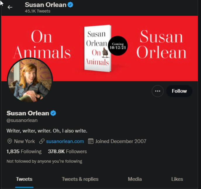 Susan Orlean Twitter