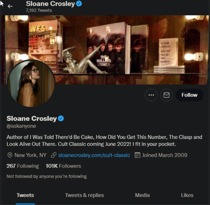 Sloane Crosley Twitter