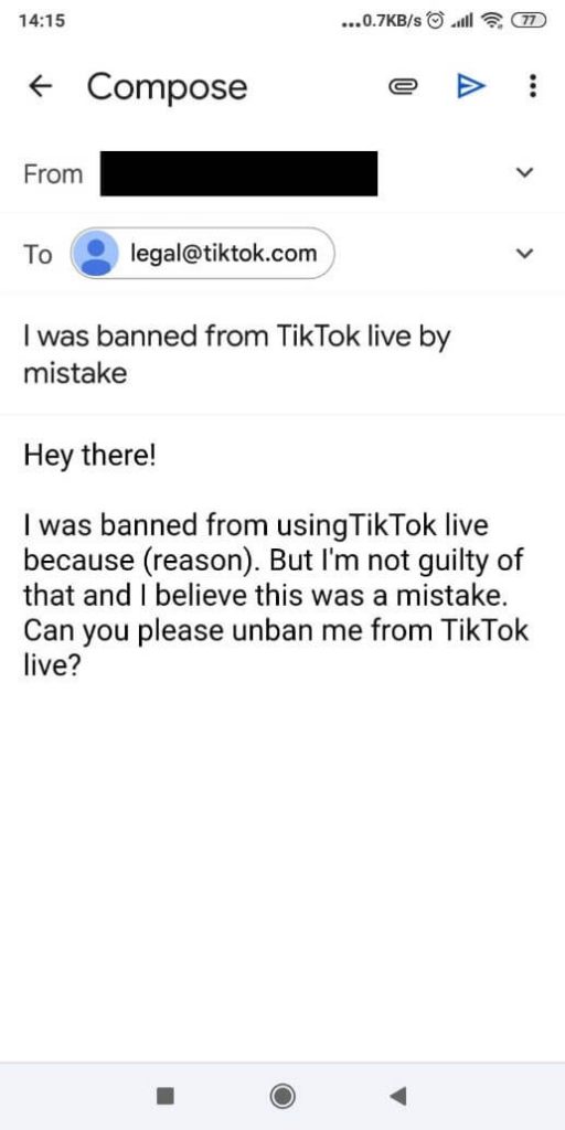 Image showing how to email TikTok.