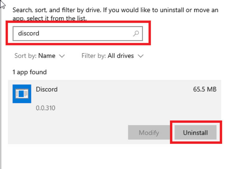 Uninstalling Discord from Windows