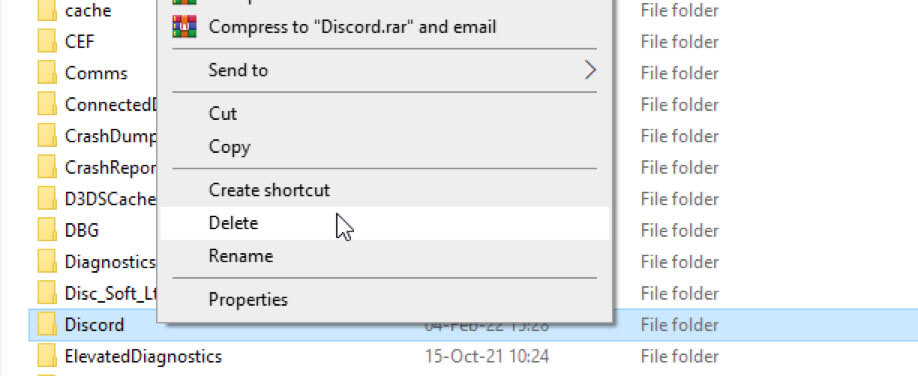 Deleting Discord folder on Windows