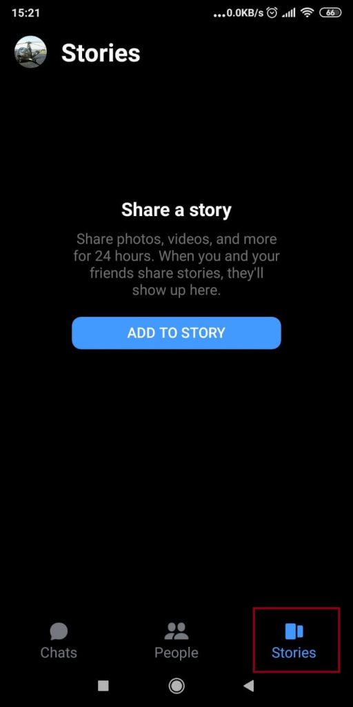 Tap on “Stories”
