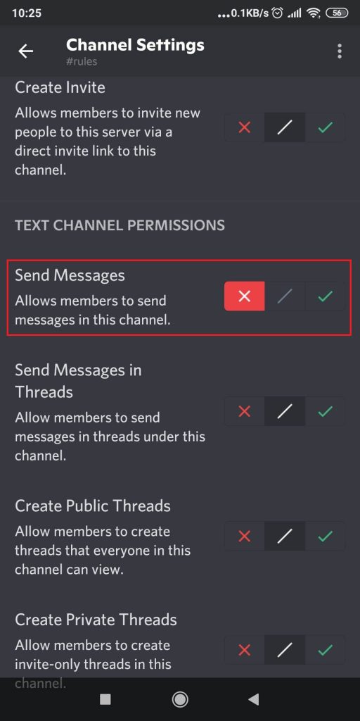 Disable “Send Messages”
