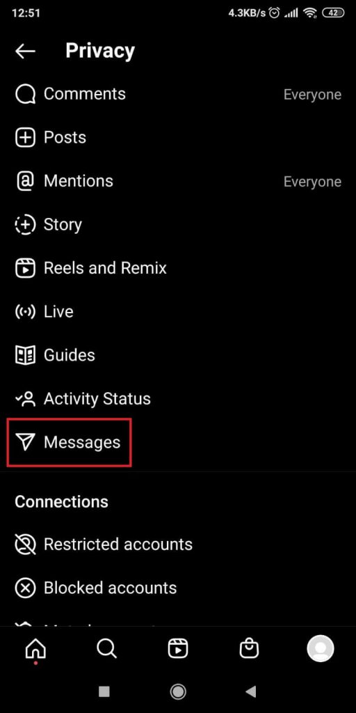 Select “Messages”