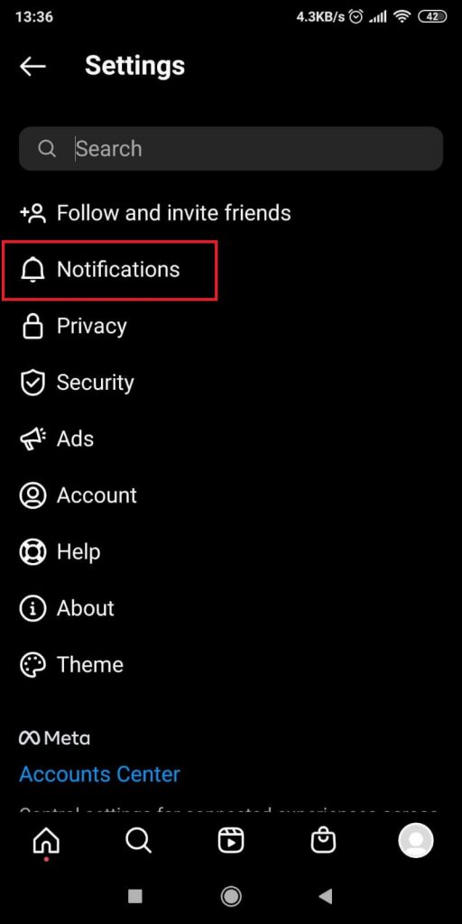 Select “Notifications”