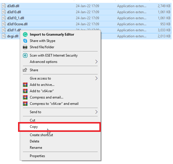Copy the files inside the “x32” or “x64” folder