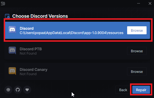 Repair BetterDiscord