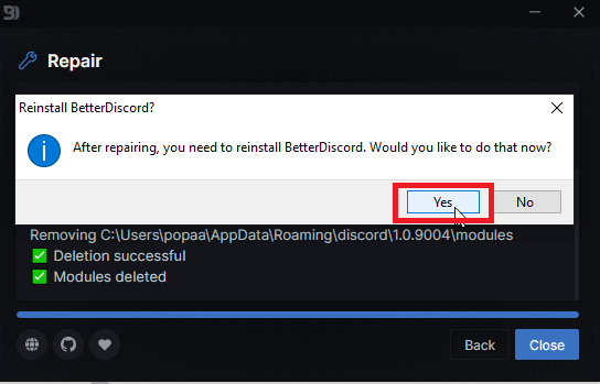 Reinstall BetterDiscord