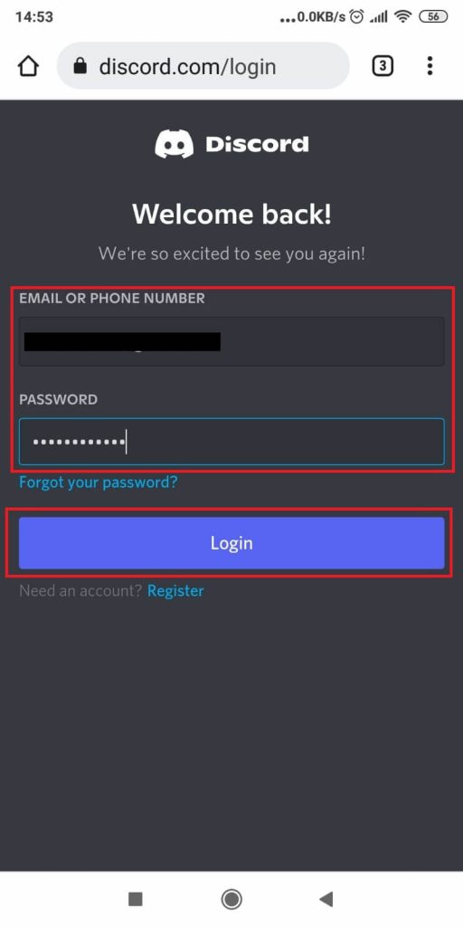 Enter your credentials and login