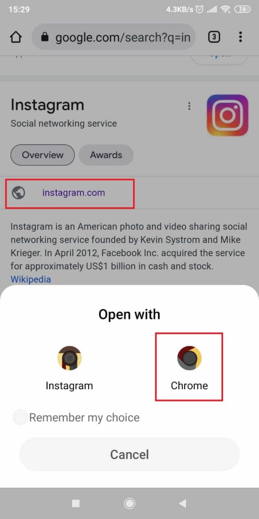 Use Instagram on a browser
