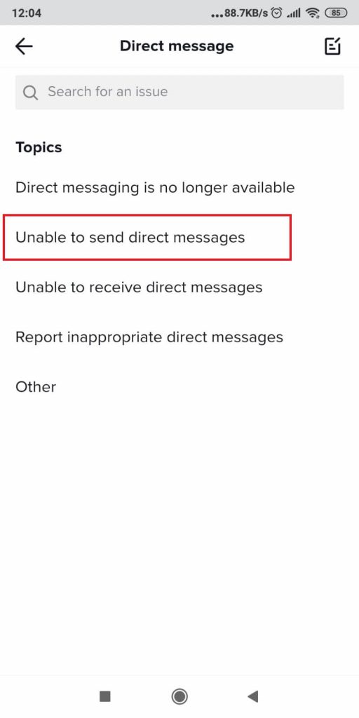 Unable to send direct messages