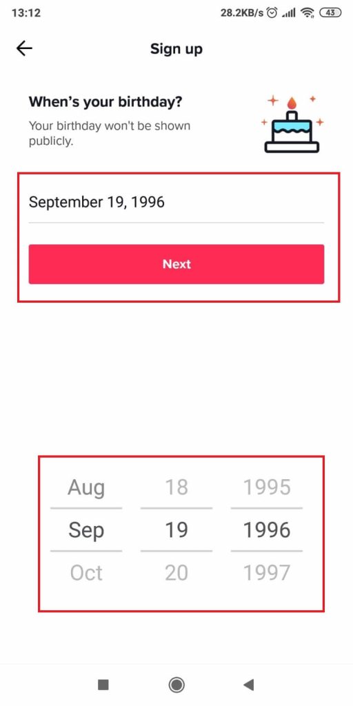 Select a Different Date of Birth