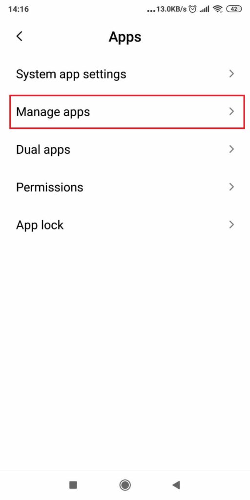 Select “Manage Apps”
