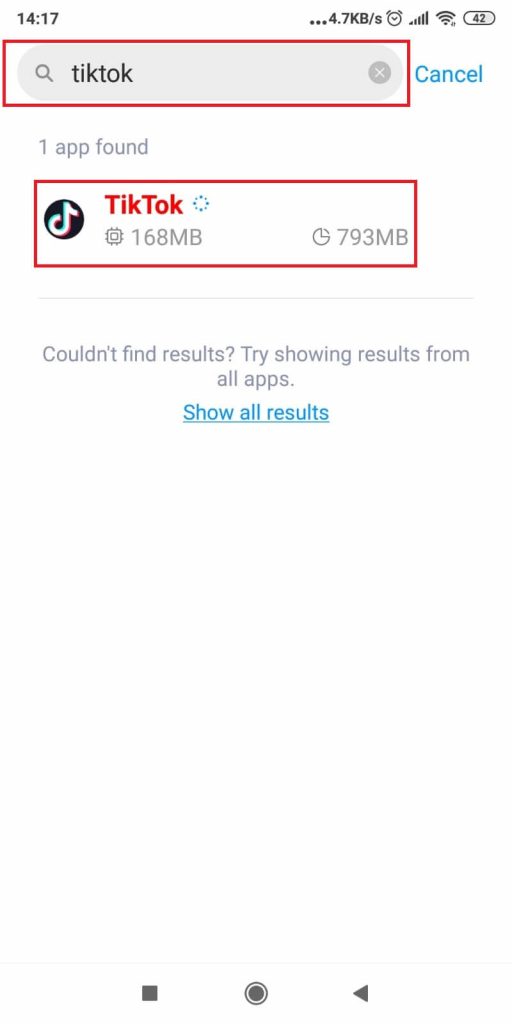 Use the search box to find TikTok