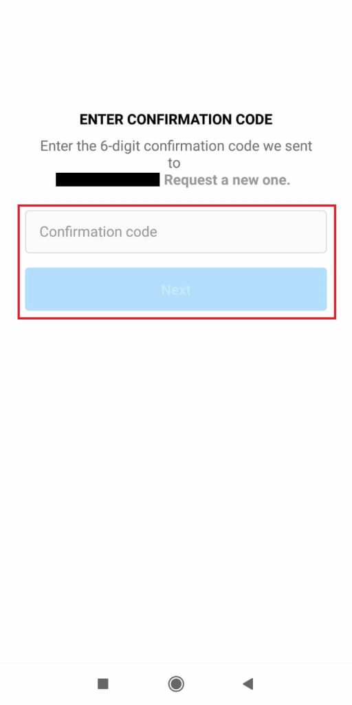 Enter the confirmation code 