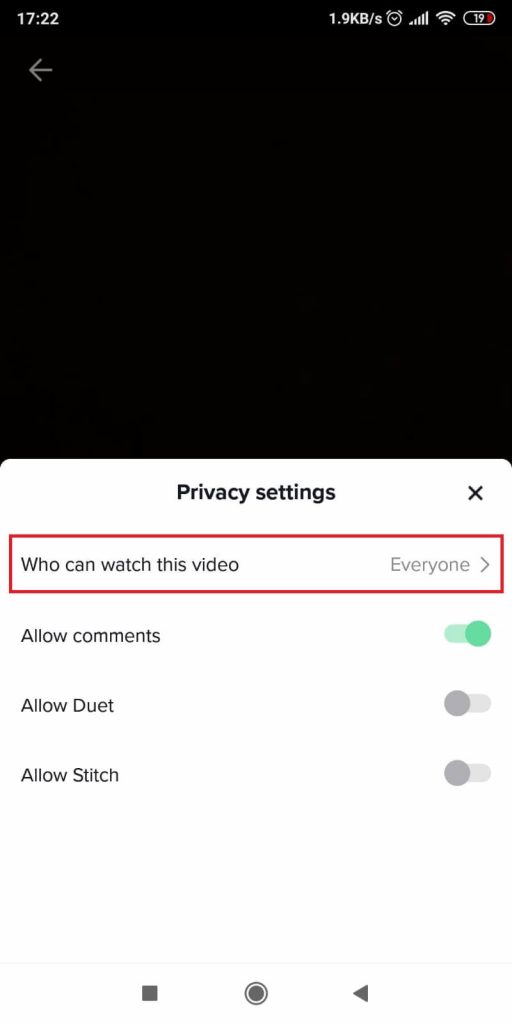 Select the “Who can watch this video” option